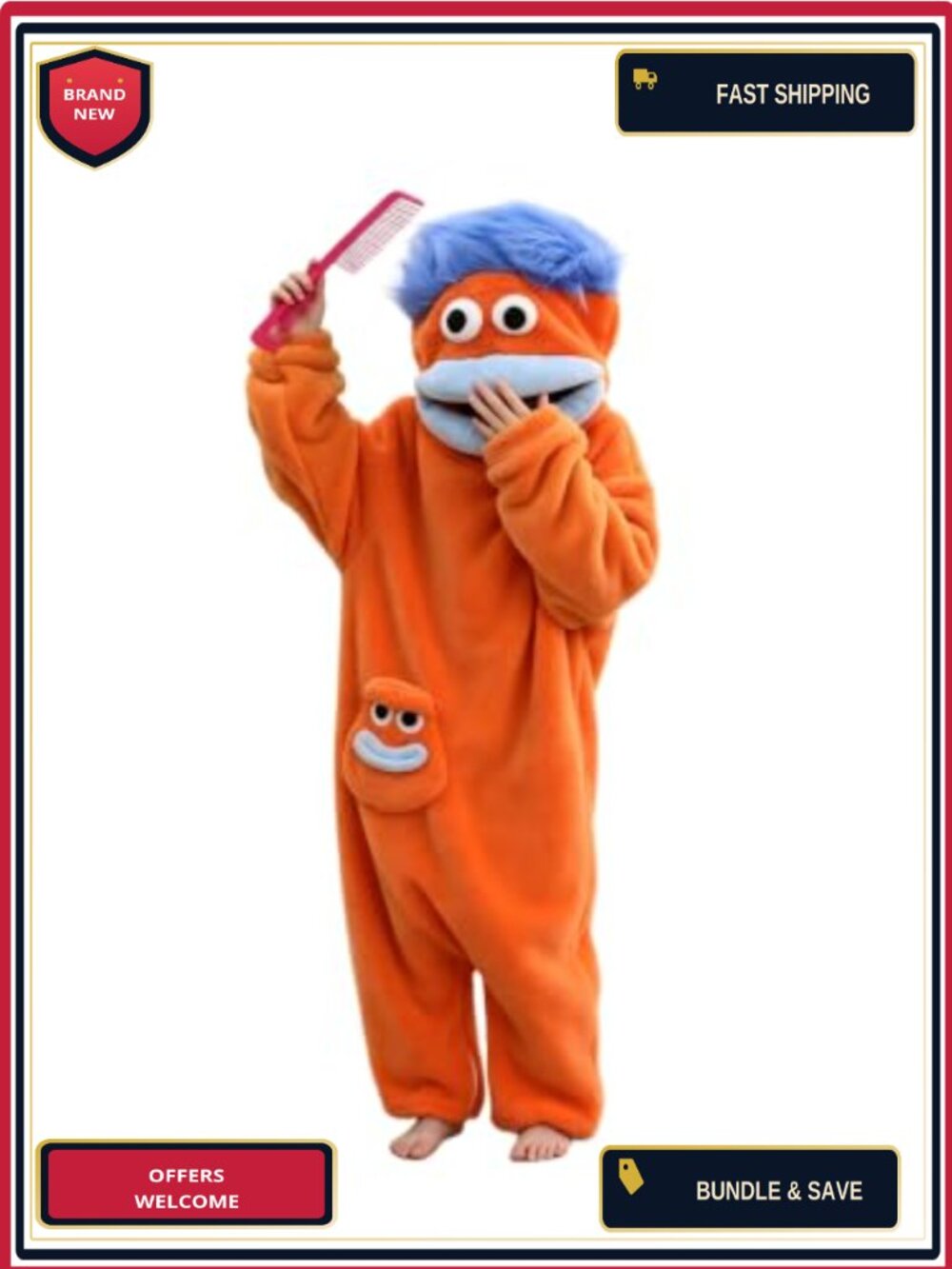 Silly Monster Onesie Plush Coral Fleece One-Piece Pajama